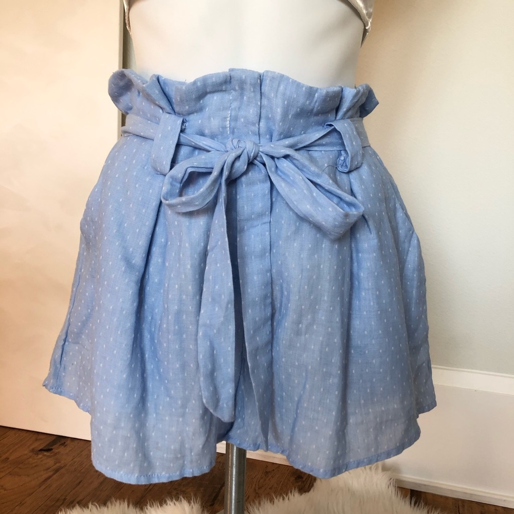Rose Gal Paper Bag Ruffle High Waist Tie Shorts
